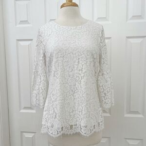 Sail‎ to Sable Womens White Floral Layered Lace Blouse Top Size Medium NWT
